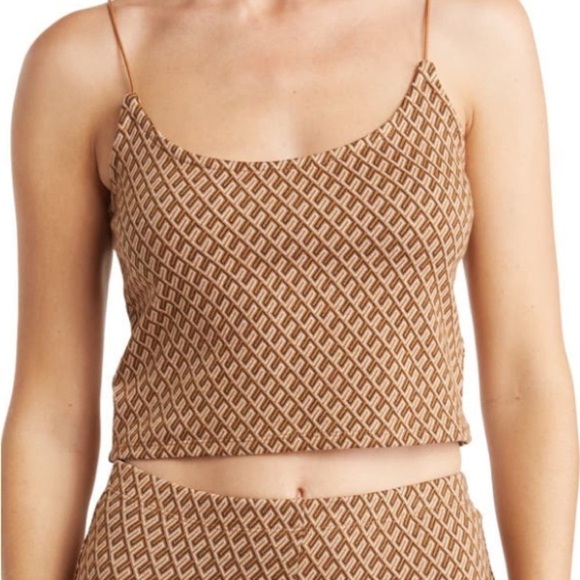 Elodie Elastic Brown Geo Print Cami Crop Tank Top - Size X Small, NWT - Picture 2 of 9
